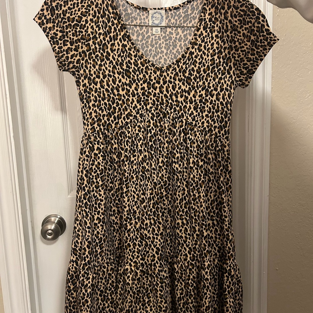 Blue Rain Floral and Leopard Print Top